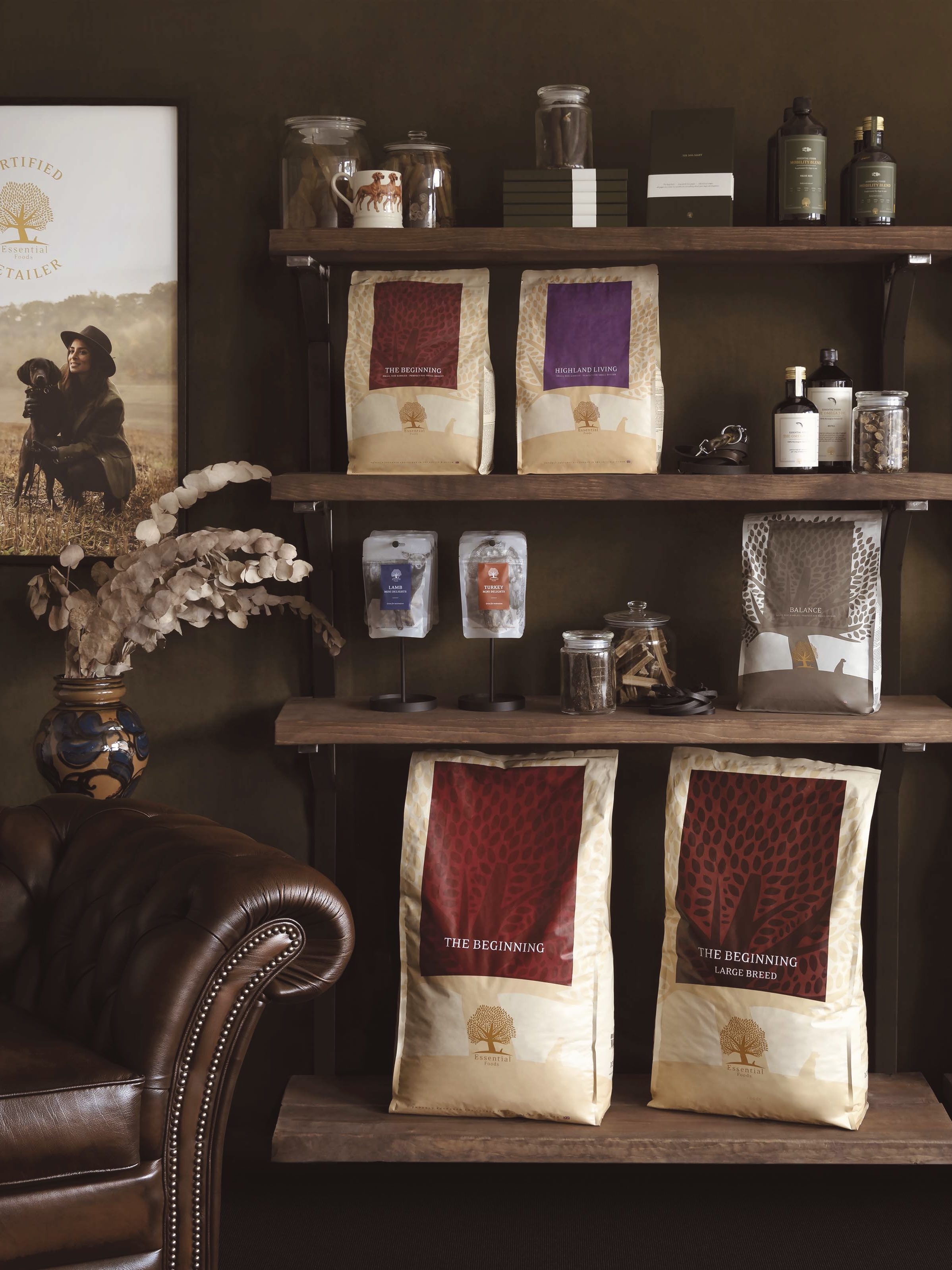 Meal bags and products on shelf